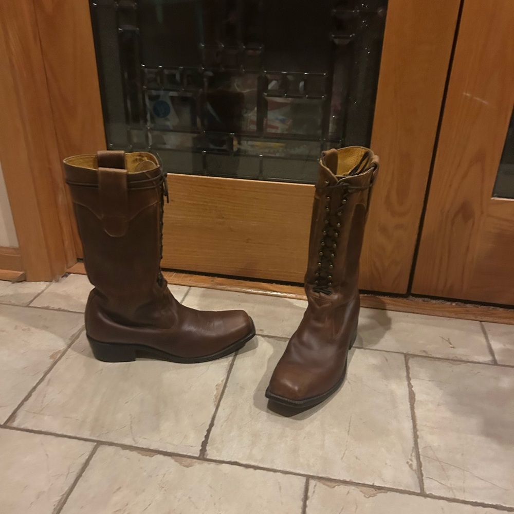 Handmade  Brown Leather ladies  Boots 10.5 - Picture 3 of 8